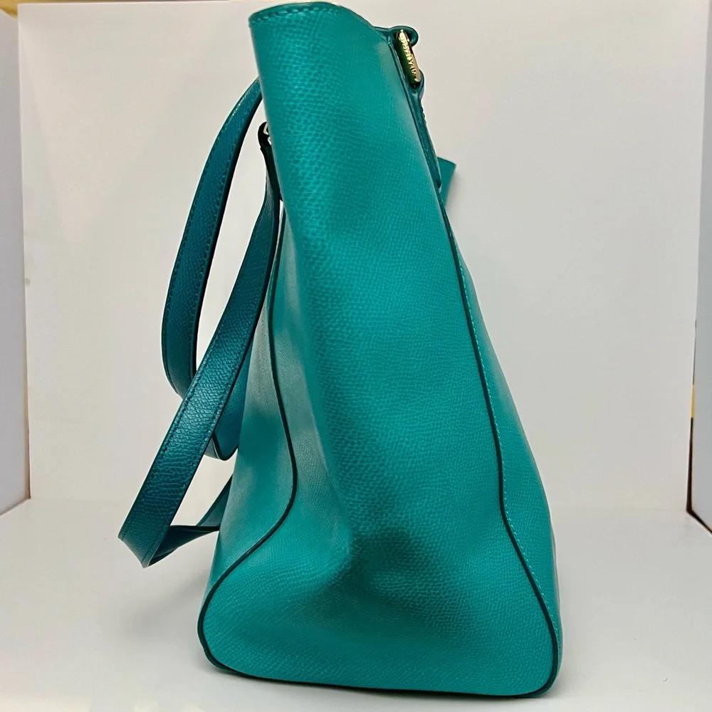 Vera Bradley Teal Pebbled Leather Tote - Picture 8 of 11